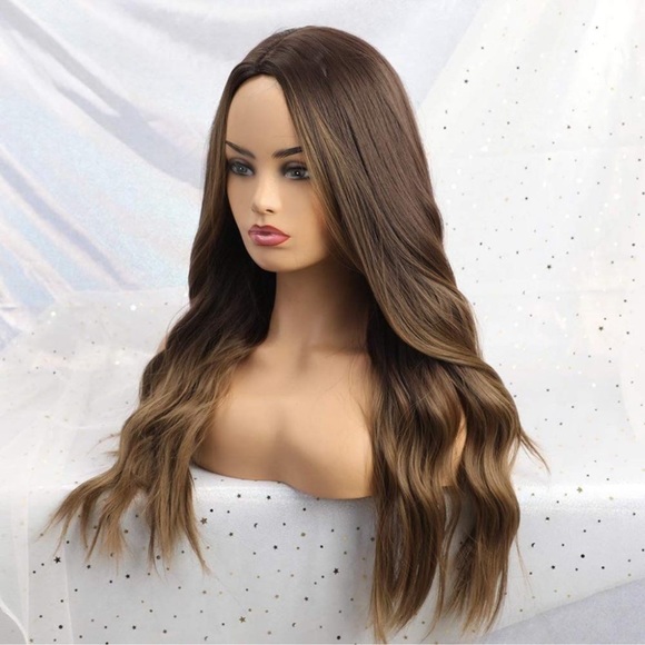 Wig Long Natural Wave Ombre Brown New - Picture 4 of 6